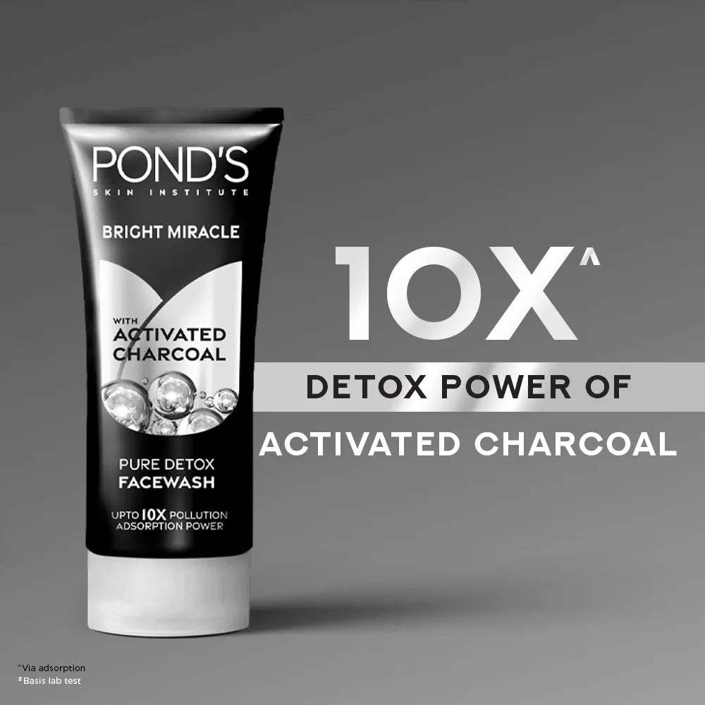 PONDs Bright Miracle Detox Facewash With 10X Power of Charcoal - 50g