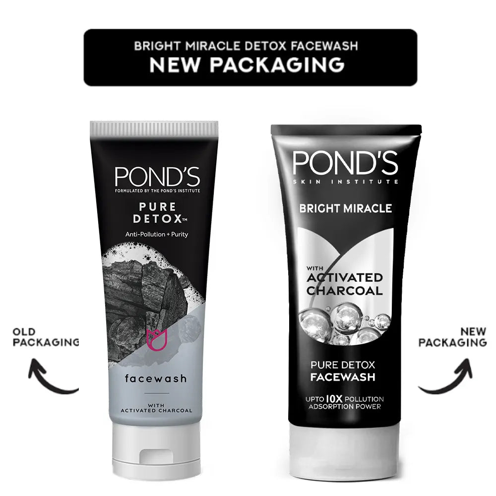 PONDs Bright Miracle Detox Facewash With 10X Power of Charcoal - 50g
