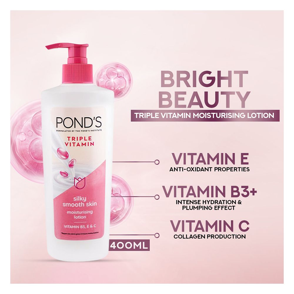 Ponds Triple Vitamin Silky Smooth Skin Moisturising Lotion - 400ml