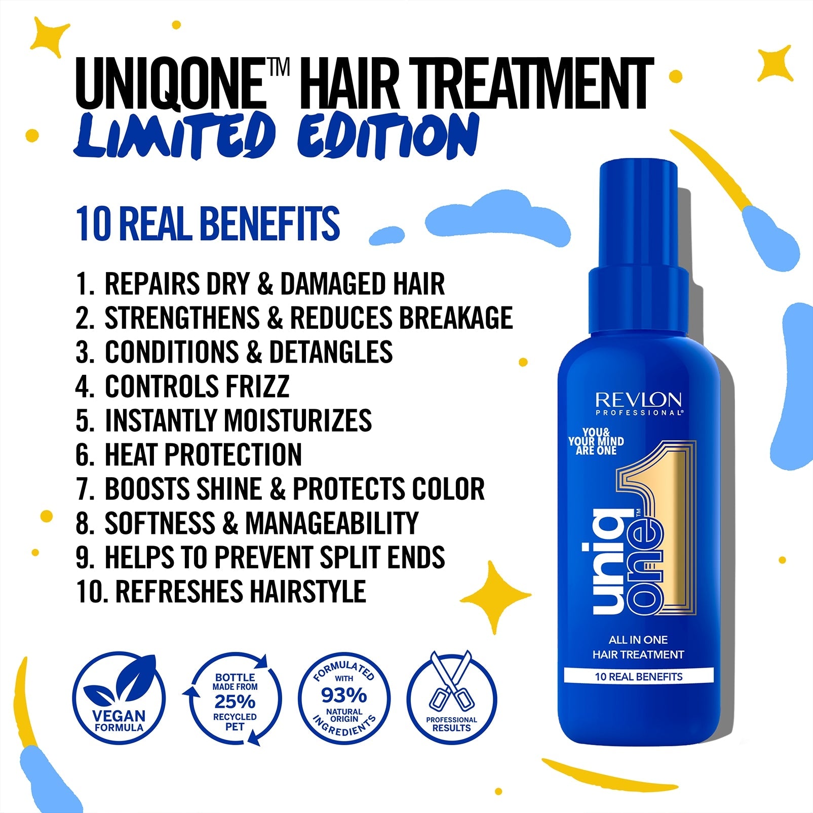 Revlon Professional UniqONE™ Repair Hair Spray Leave-In Treatment - 150ml - "All-in-One" 10 Benefits Hair Serum - Mental Wellness Edition