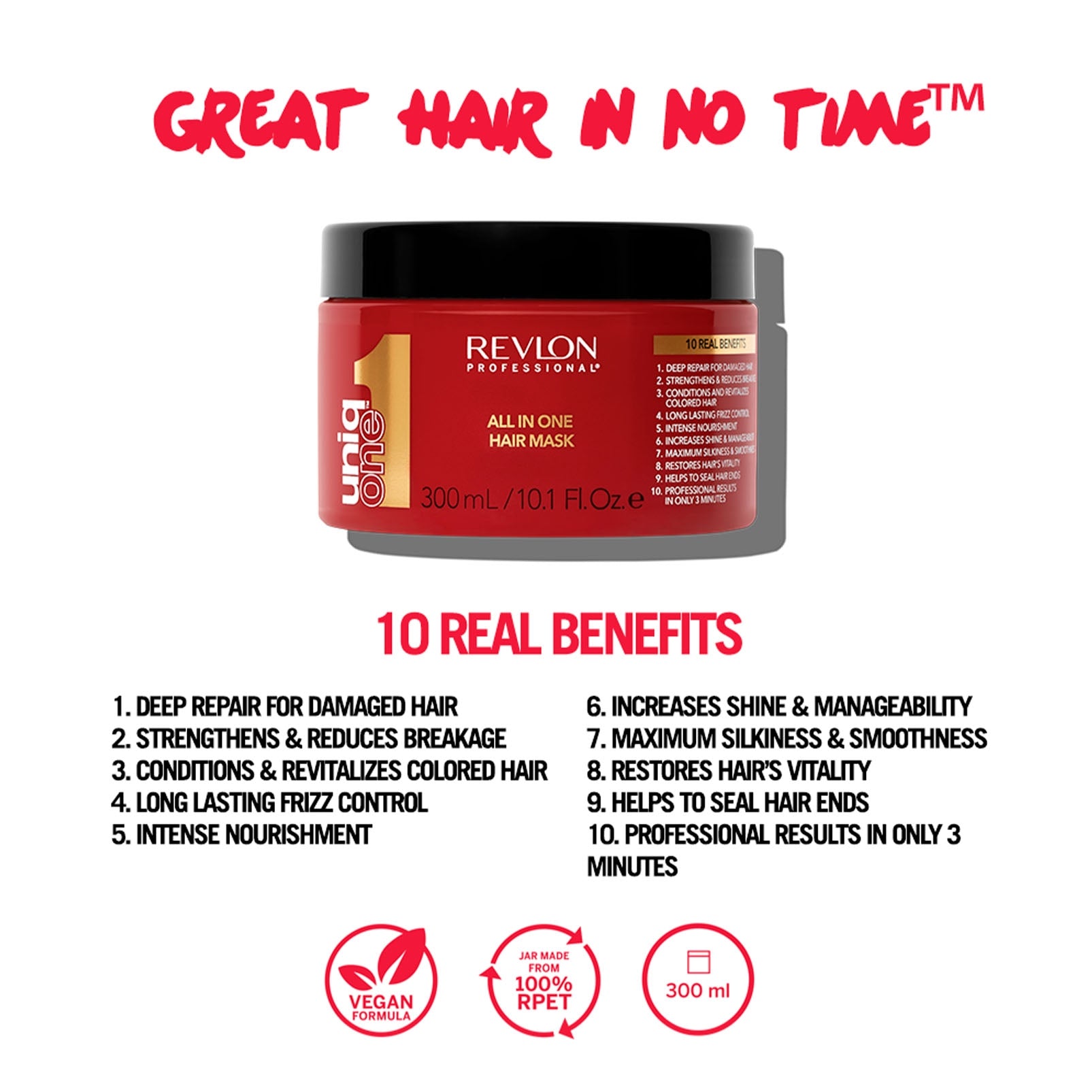 Revlon Professional UniqONE™ Repair Hair Treatment Mask - "All-in-One" 10 Benefits - 300ml