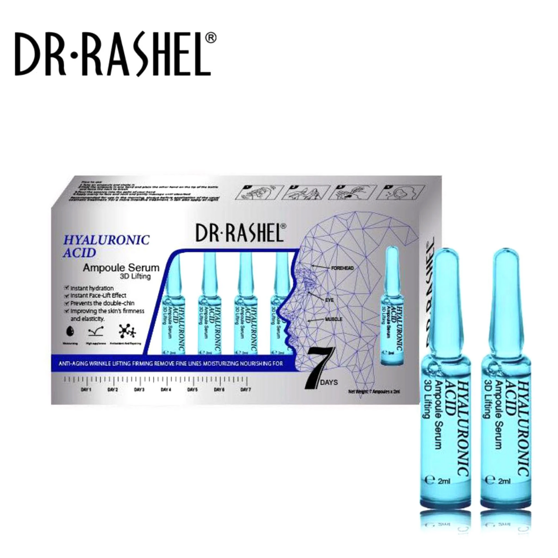Dr Rashel Ampoulesx2Ml Hyaluronic Acid Ampoule Serum 3D Lifting