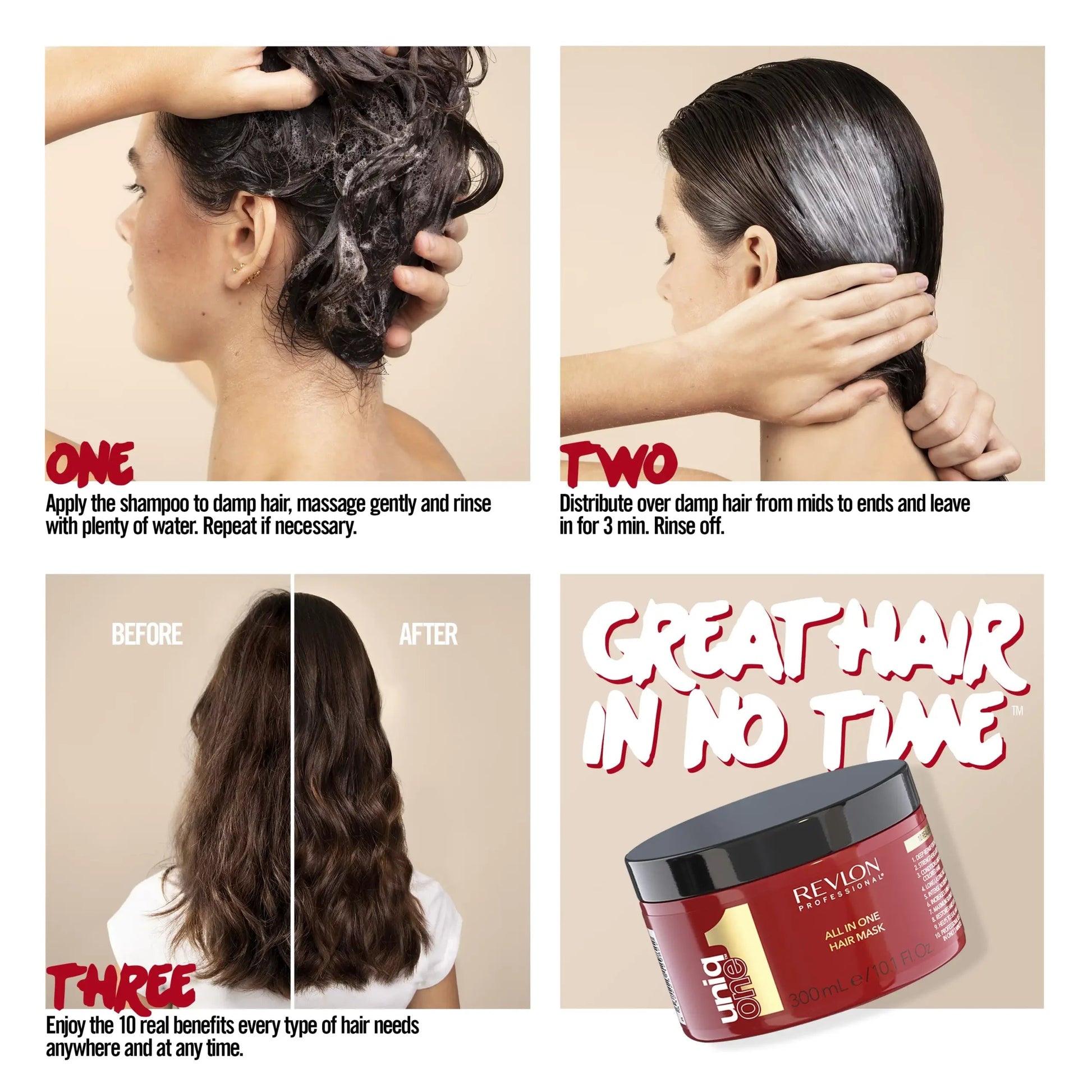 Revlon Professional UniqONE™ Repair Hair Treatment Mask - "All-in-One" 10 Benefits - 300ml