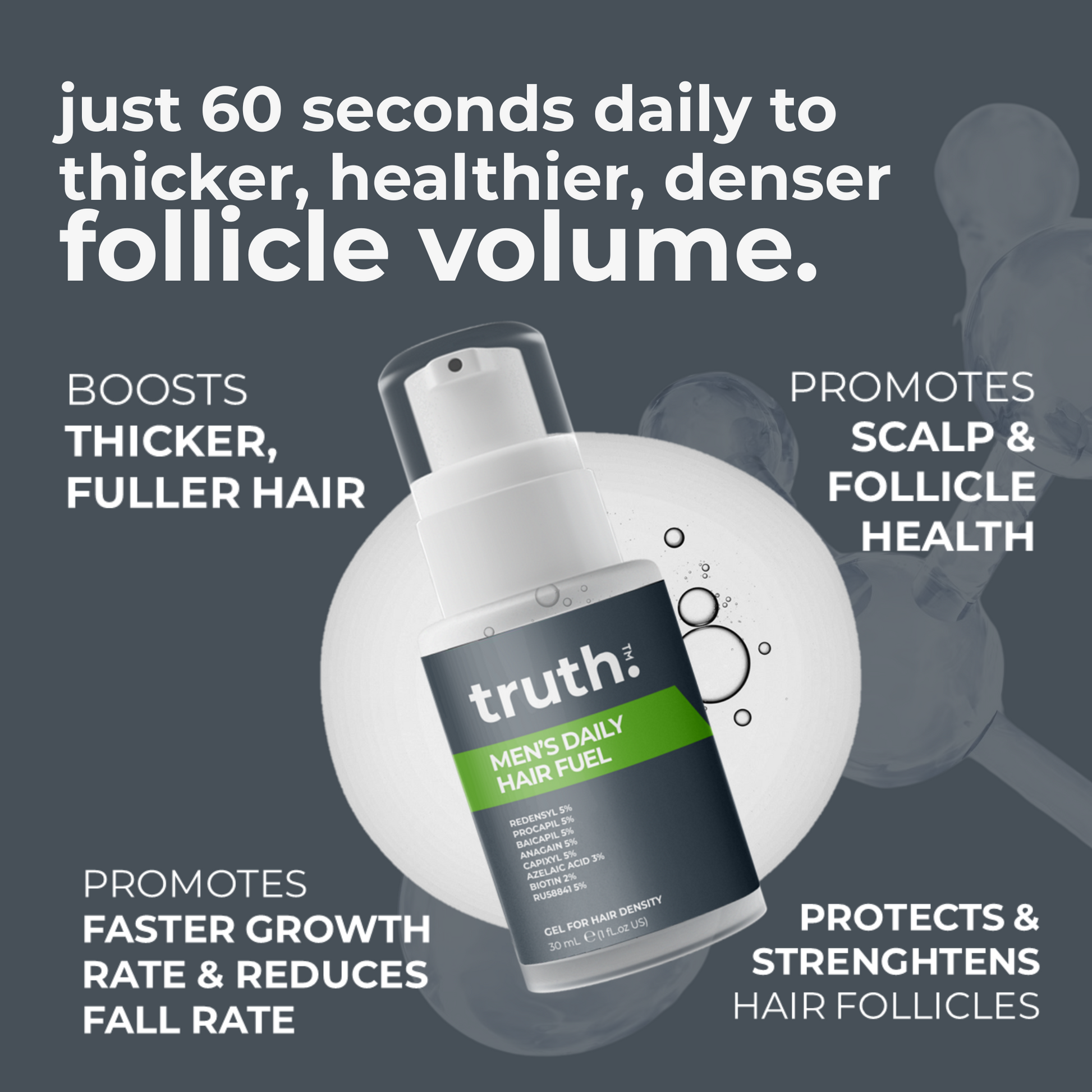 Truth Men's Daily Hair Fuel Gel For Hair Density - 30ml
