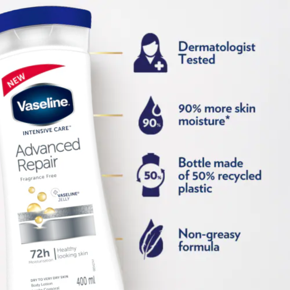 Vaseline Advanced Repair Fragrance Free Lotion - 400ml
