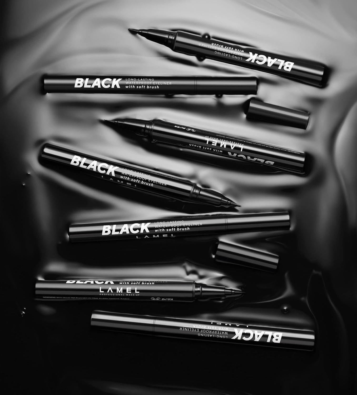 LAMEL Black Eyeliner with Soft Brush 401 Deep Black