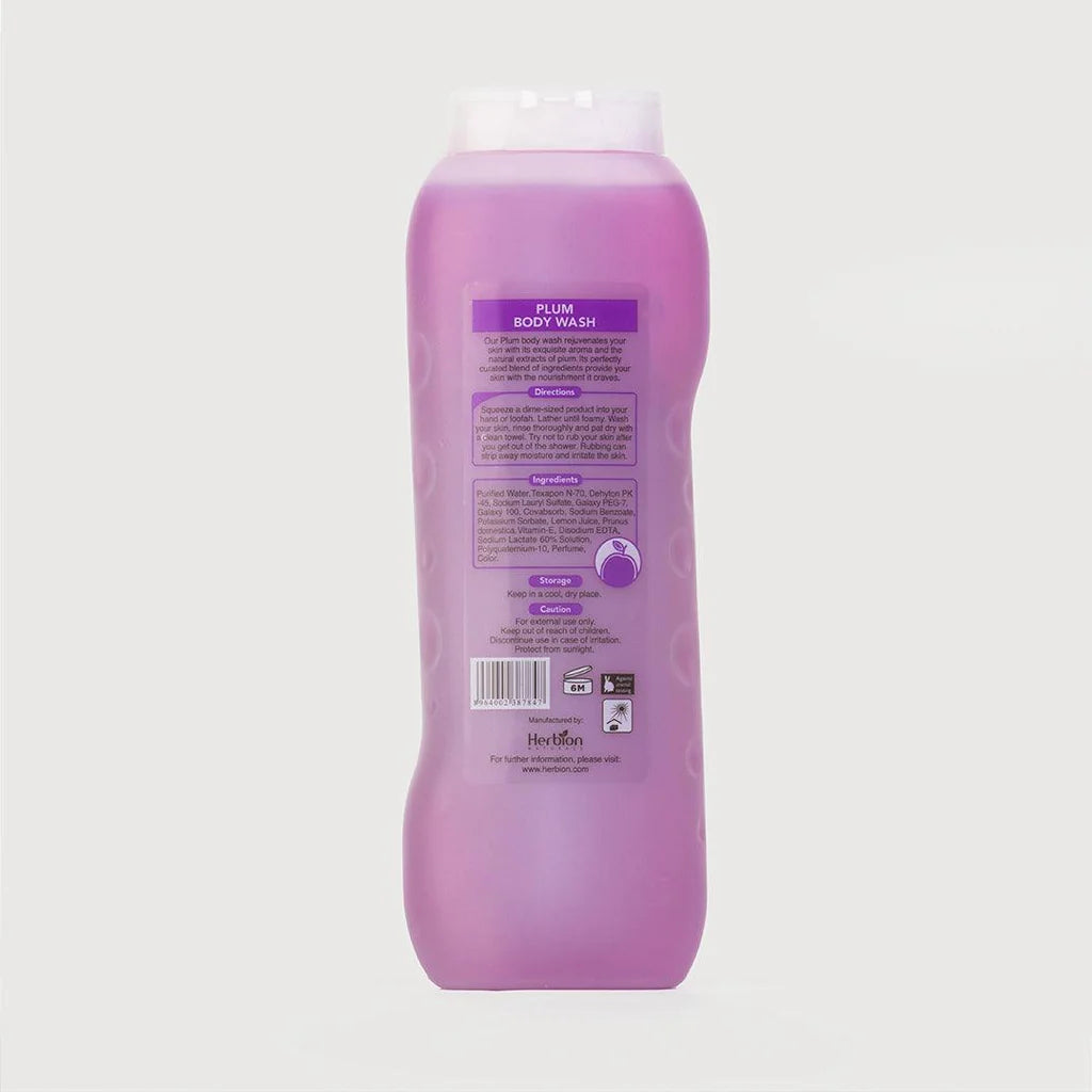Herbion Plum Body Wash 400ml - 100% Paraben Free Formula