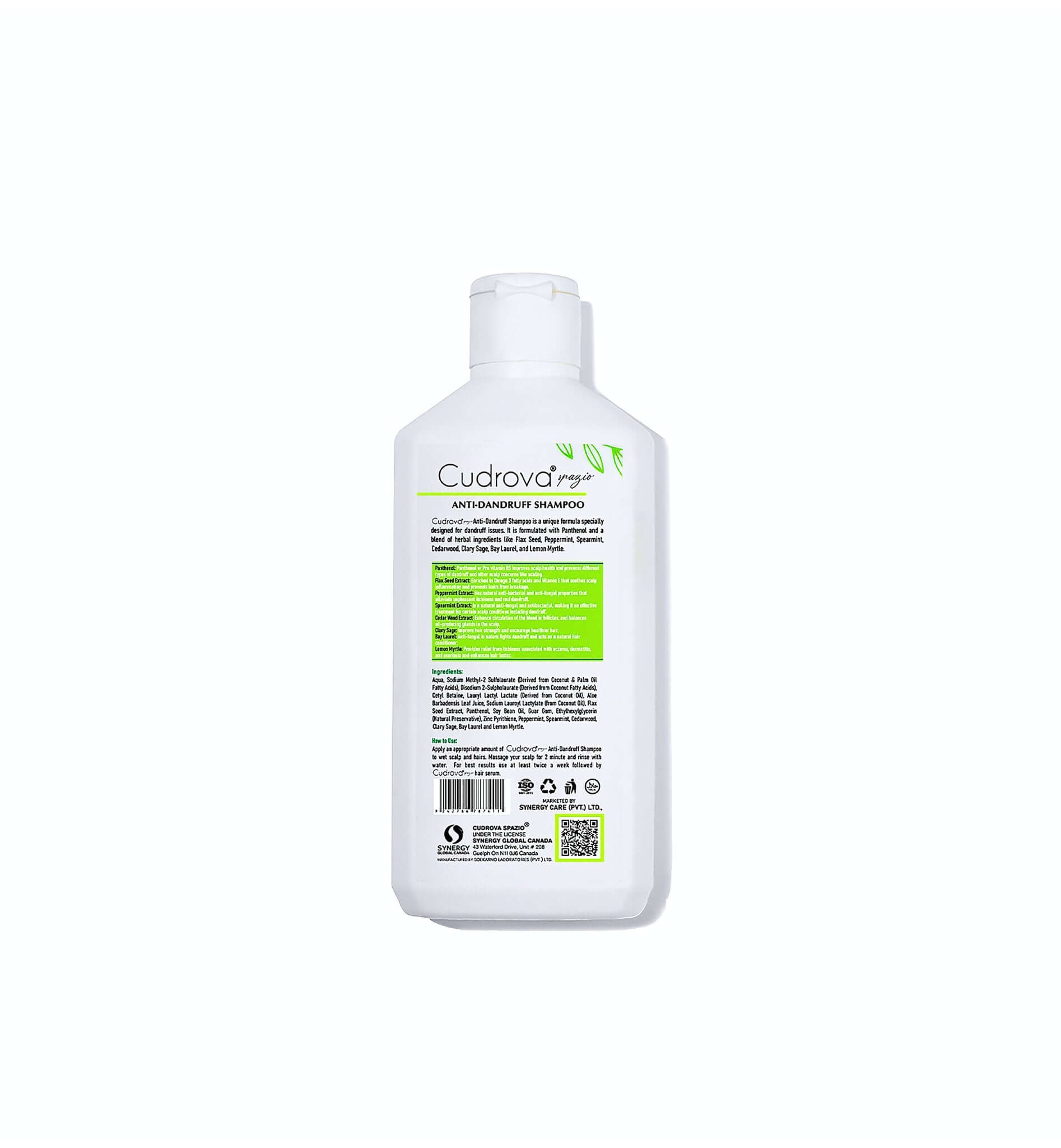 Cudrova Spazio Anti-Dandruff Shampoo Sulfate, silicone & paraben Free For All Skin Types