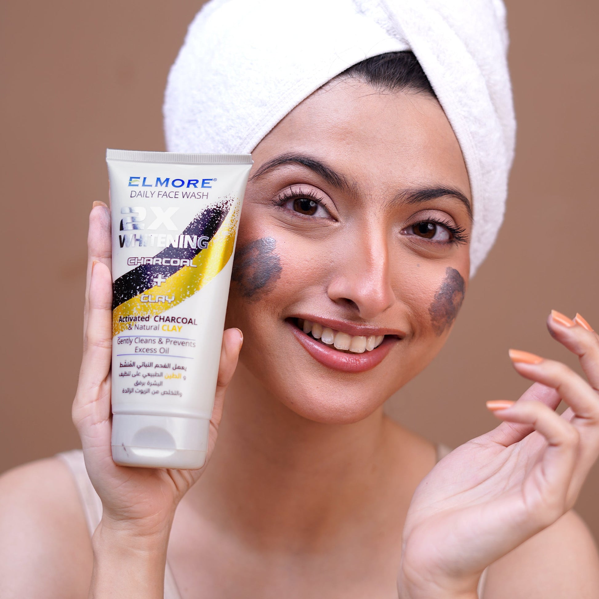 2X Whitening Daily Face Wash with charcoal and clay by Elmore