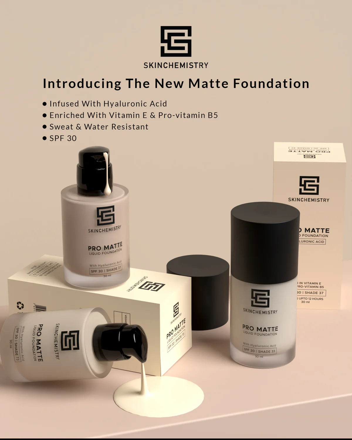 Skin Chemistry Pro Matte Liquide Foundation - With Hyaluronic Acid