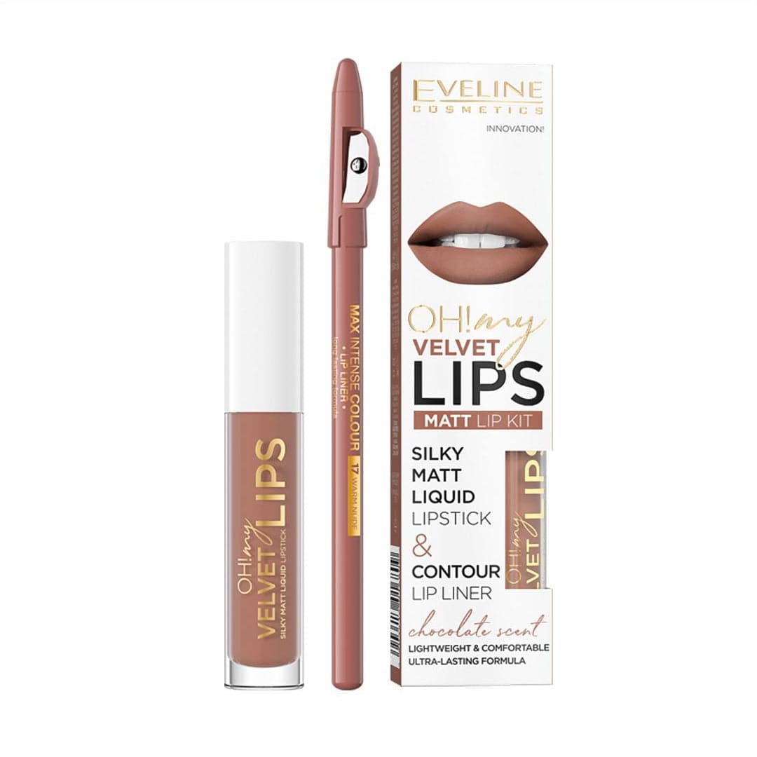 Eveline Oh! My Velvet Lips Matt Liquid Liptstick & Lip Liner - 14 Choco Truffle