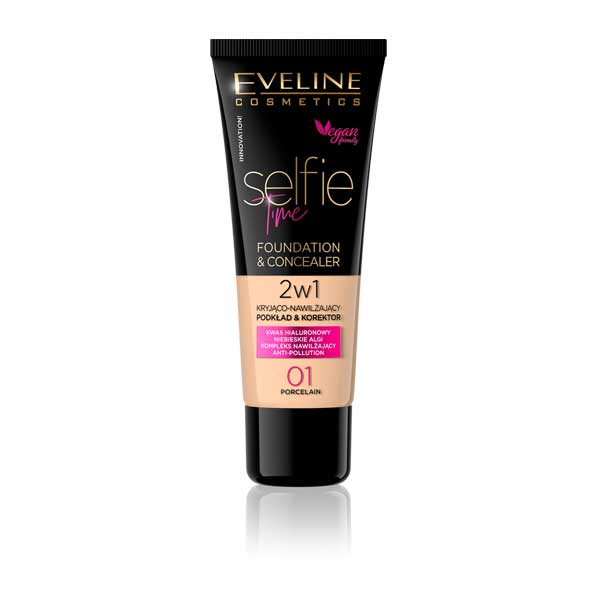 Eveline Selfie Time Foundation & Concealer - 01 Porcelain
