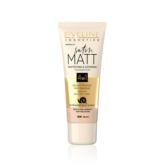 Eveline Satin Matt Mattifying & Covering Foundation - 104 Beige